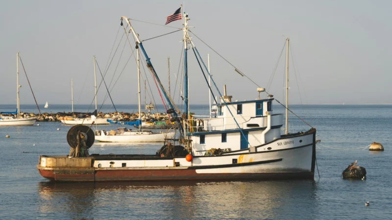 Bateau de pêche en mer par une journée ensoleillée